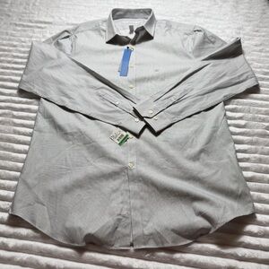 Perry Ellis Light Gray Striped Dress Slim Fit Shirt Cotton